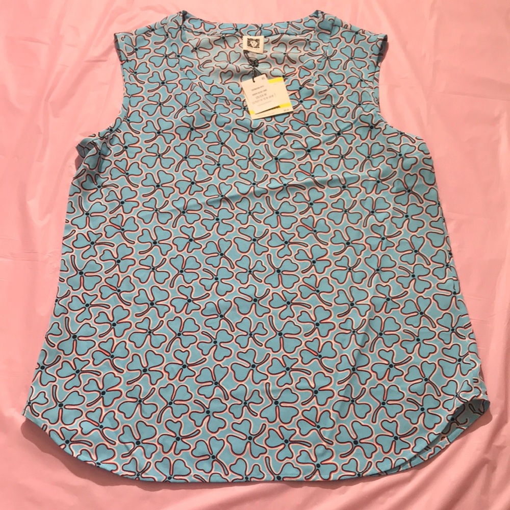 Anne Klein tank top suit separates shell blouse size medium NEW! Lucky clovers
